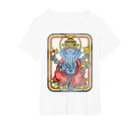Ganesha God Retro - Yoga - Spiritual - Meditation - Vintage T-Shirt, Femme Grandes Tailles, Blanc, 6X