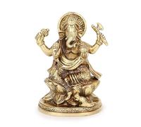 Ganesha Idol Statue Ganesh assise sur lotus en laiton pour le temple Puja à la maison et au bureau