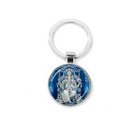 Ganesha Porte-clés Dieu de la Fortune éléphant indien en verre porte-clés de sac porte-clés de voiture porte-clés Bouddha Esprit Faith bijoux, marron, 25