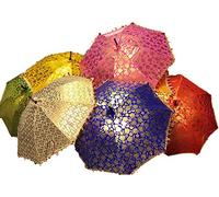 GANESHAM Lot de 20 parapluies décoratifs indiens - Protection UV - Décoration d'intérieur - Multicolore - Brodé - Style bohème - Pour mariage, plage