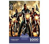 Gang de Motards Route 1000 Pièces Puzzle Classique Ambiance Rebelle Pack Puzzle Voitureton Extra-épais - Anti-Stress Voyage, Noël Cadeau 12+, pour Adultes Et Enfants 70x50cm/1000pcs