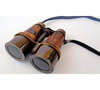 Ganga Nautical Antique Gift Jumelles vintage maritime en cuir et laiton 15,2 cm ~ Télescope pirate antique