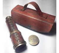 Ganga Nautical Télescope vintage en laiton - Télescope marin victorien fait main - Télescope maritime pirate en verre antique cadeau, Marron Vieilli.