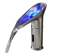 Gangang Robinet Automatique à LED,Robinet de Capteur Cascade Lavabo Infrarouge Froid et Chaud Sans Contact DC 3 Couleurs Changé par la Pression de l'eau LED Alimentée par la Pression de l'eau