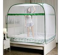 Gangkun Mosquito Net 1.5m / 1.8m 2m Bed, no Need to Install Zipper Three-Door Square Top yurt, Full Bottom Anti-Fall High Mosquito Net-[Full Bottom] Pieces of Leaves-Green_2 * 2.2m Bed