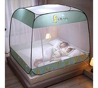 Gangkun Mosquito Net 1.5m / 1.8m 2m Bed, no Need to Install Zipper Three-Door Square Top yurt, Full Bottom Anti-Fall High Mosquito Net-[Full Bottom] Little Dinosaur_1.8m Bed