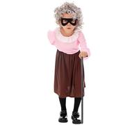 Gangsta - Costume de grand-mère pour la journée mondiale du livre pour fille, déguisement de grand-mère avec perruque de grand-mère, sac pour la semaine du livre 100 jours d'école, taille M
