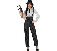 Gangster 20s Mafia Costume Carnaval Jazz Al Capone Fedora Chapeau Chic Tenue, Taille : 42 - 44 (L) Couleur : Noir