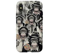 Gangster Chimp Ape Mafia Lollipop Noir Pop Art Illustration Coque pour iPhone X/XS