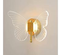 GANGUIO Applique Murale LED Papillon dorée 10 W - Luminaire d'ambiance d'intérieur Moderne - Lampe de Chevet/tête de lit pour Chambre d'enfant, Lampe Murale décorative pour Salon (3000 k)