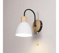 GANGUIO Applique Murale Nordique Moderne câblée - Lampe Murale en Bois avec Interrupteur à chaînette - Éclairage de tête de lit de Chambre à Coucher, Lampes murales pour Salle d'étude, Couloir, Hall