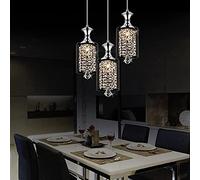 GANGUIO Lustre de Mode Lustre Contemporain, Cristal de Luxe Moderne LED Suspension Salon Salle à Manger Cuisine Verre Design Lampe Suspendue décor Maison luminaire (3 lumières Rectangle Froid)