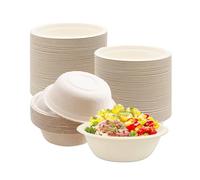 GANILITY Lot de 100 bols à soupe jetables en papier - 260 ml - Vaisselle jetable - Bol à salade en canne à sucre - Bols jetables - Pour fête, mariage - Marron