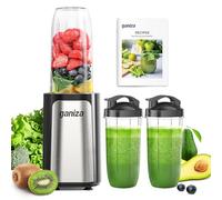 Ganiza Mixeur 900W, Mini Blender pour Smoothies, avec 3 Gourdes Portables (2×500ml+1×700ml), Lame à 4 Couteaux en Acier Inoxydable, Sans BPA, Blender Électrique pour Shakes, Smoothies
