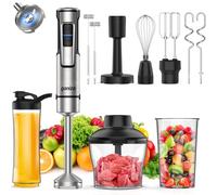 Ganiza Mixeur Plongeant 10-en-1, Mixeur Électrique 1200W avec Vitesse Réglable & Fonction TURBO, Pied Mixeur avec Double Mousseur à Lait, Idéal pour Sauces, Soupes, Smoothies & Milkshakes