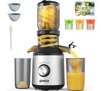 Ganiza - Presse-agrumes à froid avec grand canal d'alimentation de 4,3 pouces pour fruits et légumes entiers, presse-agrumes à mâcher lent avec 3 filtres de rechange pour jus par lots