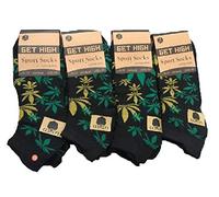 Ganja Lot de 6 paires de chaussettes en coton pour homme Motif feuilles de cannabis et marijuana Taille UK 6/11, jaune, 39-45