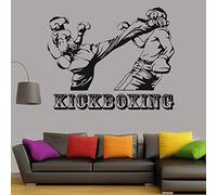 ganlanshu Kick Boxing Boxe Sports Cadre Sticker Mural Chambre Art Déco Mural Amovible Vinyle Étanche Autocollant Mural 93 cm x 75 cm