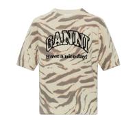 Ganni - Animal Print Top - Femme - Tops - Beige - Taille: 40 FR