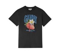 Ganni - Basic Cotton Jersey T-Shirt - Femme - Tops - Noir - Taille: 36 FR