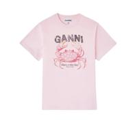 Ganni - Basic Cotton Jersey T-Shirt - Femme - Tops - Rose - Taille: 40 FR