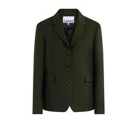 Ganni - Blazer en Laine Sergée Simple - Femme - Vestes - Vert - Taille: 38 FR