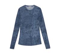 Ganni - Blouse à Manches Longues en Maille Graphique Bleue - Femme - Tops - Bleu - Taille: 40 FR