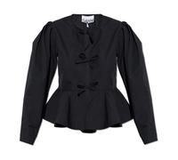 Ganni - Blouse en popeline de coton - Femme - Blouses et Chemises - Noir - Taille: 38 FR
