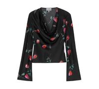 Ganni - Blouse en satin imprimé - Femme - Blouses et Chemises - Noir - Taille: 38 FR