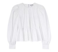 Ganni - Blouse péplum à nouer en popeline de coton - Femme - Blouses et Chemises - Blanc - Taille: 38 FR