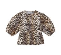 Ganni - Cotton Poplin Peplum Tie Blouse - Femme - Blouses et Chemises - Multicolore - Taille: 36 FR