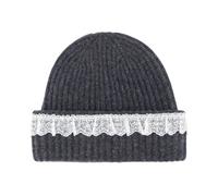 Ganni - Bonnet compact en laine à dentelle - Femme - Accessoires - Gris - Taille: ONE Size