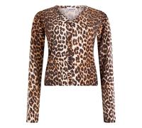 Ganni - Cardigan en laine mérinos imprimée - Femme - Pulls - Brun - Taille: 38 FR
