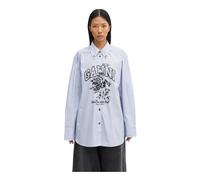 Ganni - Chemise à logo rayé - Femme - Blouses et Chemises - Bleu - Taille: 36 FR