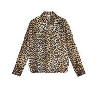 Ganni - Chemise en Satin à Imprimé Léopard - Femme - Blouses et Chemises - Brun - Taille: 36 FR