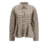 Ganni - Chemise péplum à carreaux en flanelle - Femme - Blouses et Chemises - Multicolore - Taille: 40 FR