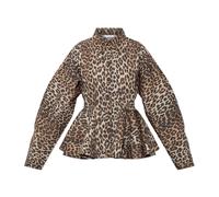 Ganni - Chemisier Péplum Léopard - Femme - Blouses et Chemises - Brun - Taille: 42 FR
