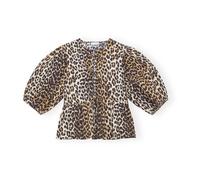 Ganni - Cotton Poplin Peplum Tie Blouse - Femme - Blouses et Chemises - Multicolore - Taille: 36 FR