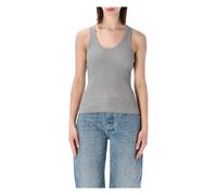 Ganni - Cotton Rib Tank Top - Femme - Tops - Gris - Taille: 40 FR
