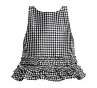 Ganni - Crinkled Check Frill Top - Femme - Tops - Noir - Taille: 36 FR