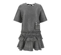 Ganni - Crinkled Check Mini Dress - Femme - Robes - Multicolore - Taille: 36 FR