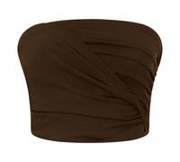Ganni - Crop Top Sans Manches - Femme - Tops - Brun - Taille: 36 FR