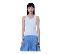 Ganni - Débardeur côtelé compact en jersey pointelle - Femme - Tops - Blanc - Taille: 36 FR