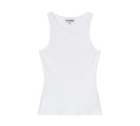 Ganni - Débardeur côtelé en coton doux - Femme - Tops - Blanc - Taille: 44 FR