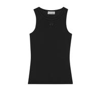 Ganni - Débardeur côtelé en coton doux - Femme - Tops - Noir - Taille: 44 FR