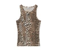 Ganni - Débardeur côtelé léopard - Femme - Tops - Brun - Taille: 38 FR