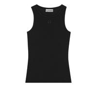 Ganni - Débardeur en Coton Doux Côtelé - Femme - Tops - Noir - Taille: 42 FR