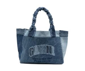 Ganni - Denim Tote - Femme - Sacs - Bleu - Taille: ONE Size