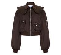 Ganni - Duchesse Nylon Bomber Jacket - Femme - Vestes - Brun - Taille: 38 FR