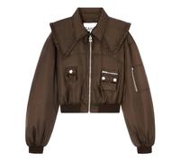 Ganni - Duchesse Nylon Bomber Jacket - Femme - Vestes - Brun - Taille: 38 FR